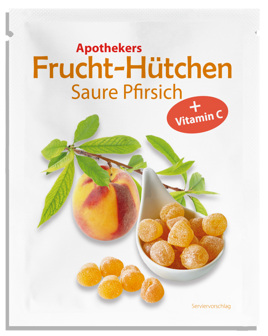 Apothekers Frucht-Hütchen Saure Pfirsich + Vitamin C, 18g