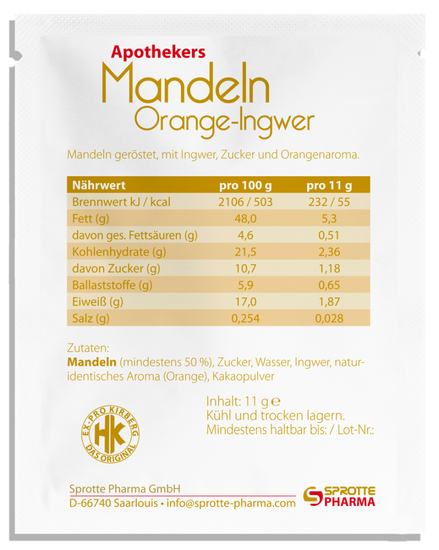 Apothekers Mandeln Orange-Ingwer, 11g